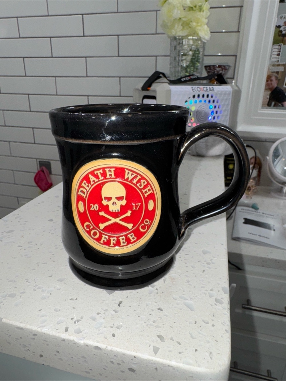 Death Wish Coffee Co. Black Ceramic Logo Mug - Red Emblem